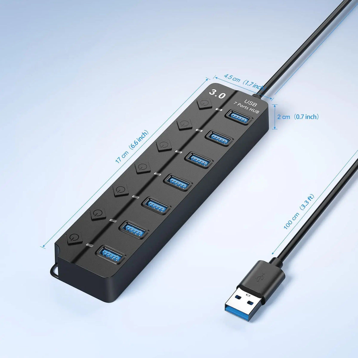 USB 3.0 Hub USB Hub 2.0 Multi USB Splitter Hub 100cm Long Cable Multiple Expander for Computer Laptop PC Accessories USB Adapter Pi-Mart