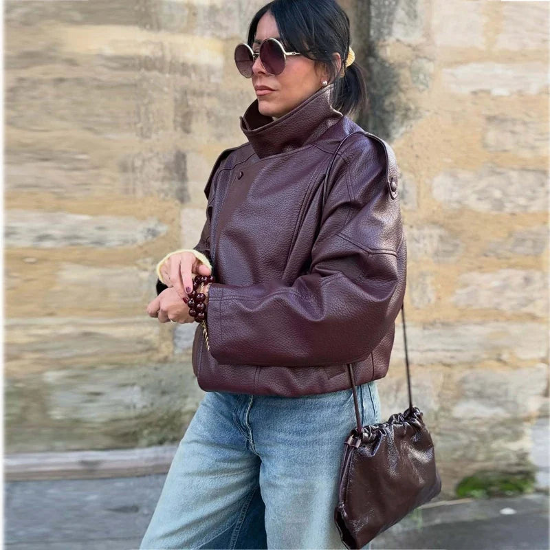 MUJER Faux Leather Jackets for Women Oversize Women's Bomber Jacket Fashion Winter Womens Coats Outerwears Demi-season Jackets LadyShow.Store