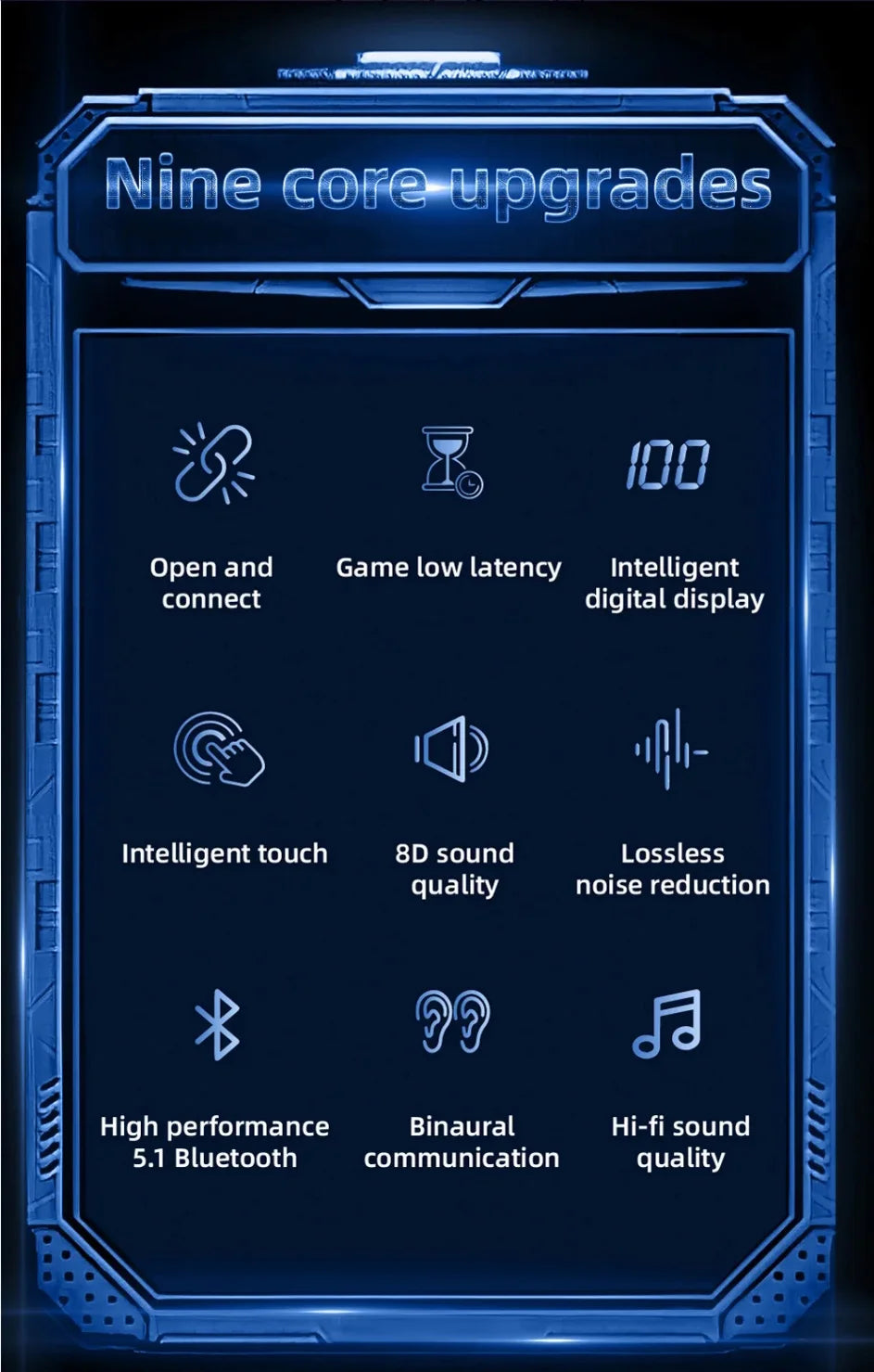 G9S Bluetooth 5.1 In Ear Wireless Earbuds LED Power Display Low Latency Gaming HiFi Stereo Sports Headphones Pi-Mart