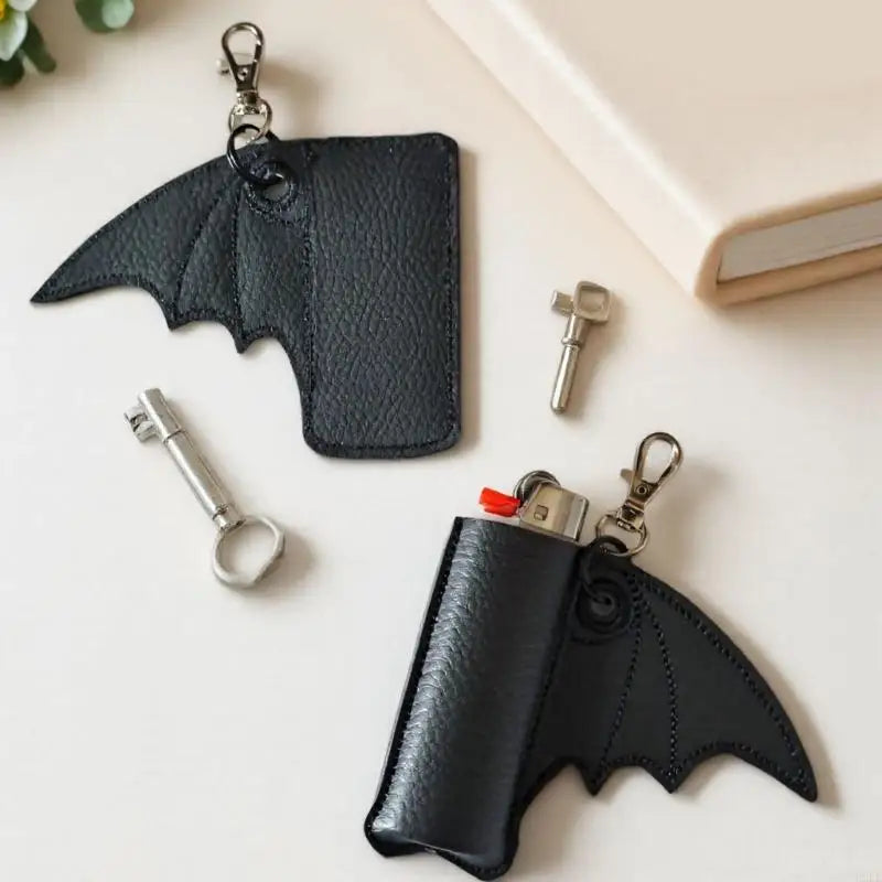R2LE Gothic Bat Design Keychain Attachment Smooth Surfaces Protective Sleeve Keyring For Everyday Use Pi-Mart