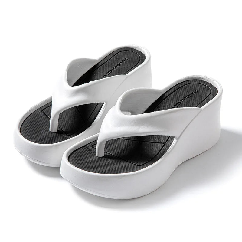2026 New Women Fashion Slippers Soft EVA Summer Platform Shoes Girls Beach Flip Flops Thick Sole Female High Heel Street Sandals LadyShow.Store
