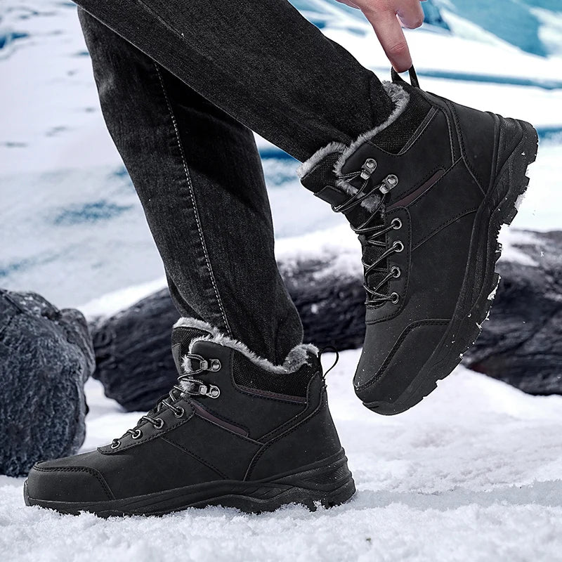 New Autumn and Winter High-Top Thick-Soled Fleece-Lined Men's Snow Boots, Outdoor Hiking Shoes, Hunting Boots, Hiking Boots Pi-Mart