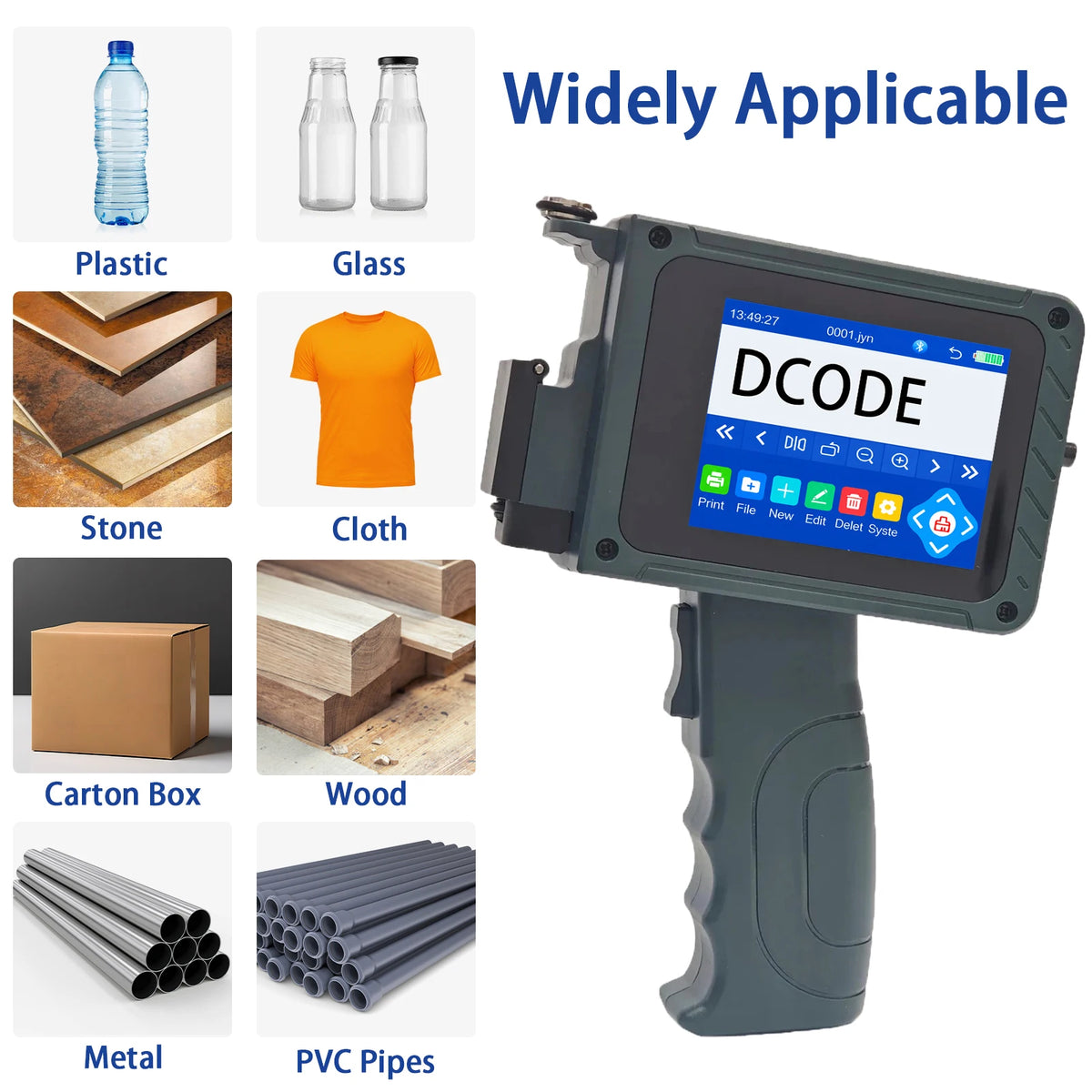 DCODE DC15 12.7mm Portable Handheld Inkjet Printer Lightweight Coding Machine Logo QR Barcode Text Image Date Handheld Printer Pi-Mart