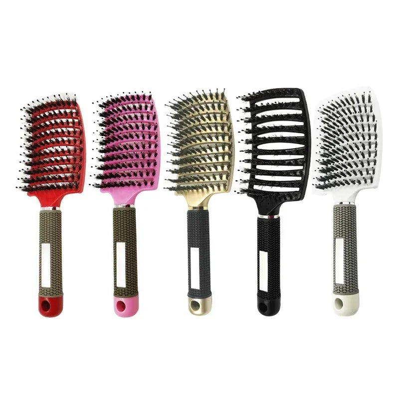Hair Brush Exfoliating Hair Brush Bristle Women's Wet Curly Hair Comb Salon Hair Styling Tool，Special for Real Hair Wigs Pi-Mart