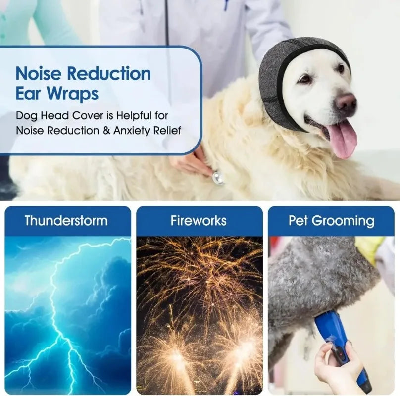 Waterproof Noise Cancelling Dog Ear Muffs for Swimming & Grooming - Calming Hood To Relieve Pet Anxiety & Prevent Shock Pi-Mart