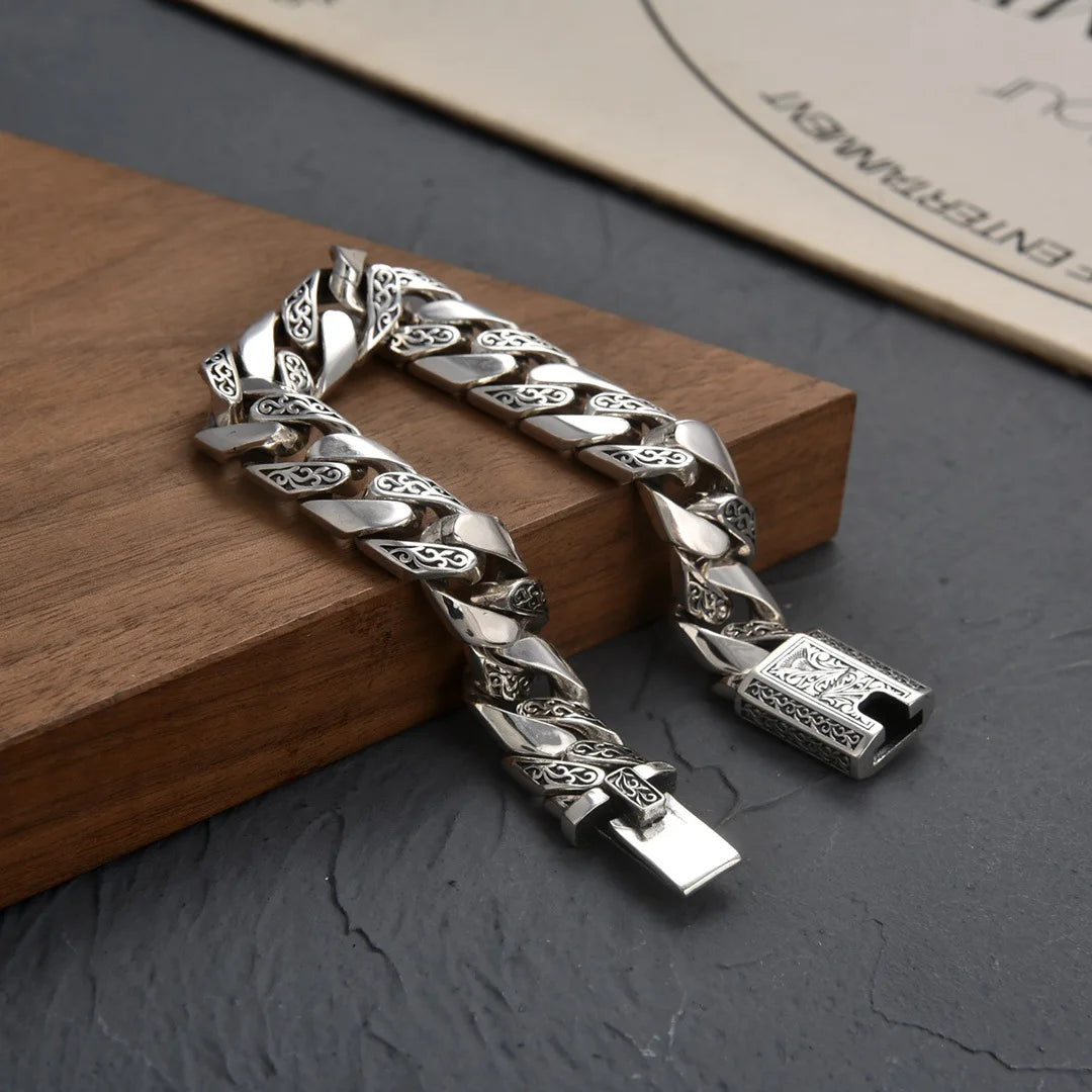 S925 Sterling Silver Timeless Vine Garland Buckle Retro Punk Tank Bracelet Jewelry Creativity Gift Factory Price Pi-Mart