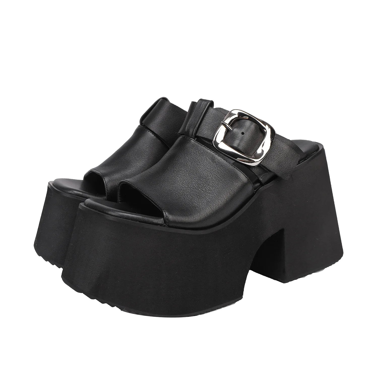 GKTINOO 2026 Summer New Genuine Leather Thick Soled Height Increasing Slippers Fashionable Women's Super High Heels Sandals Pi-Mart