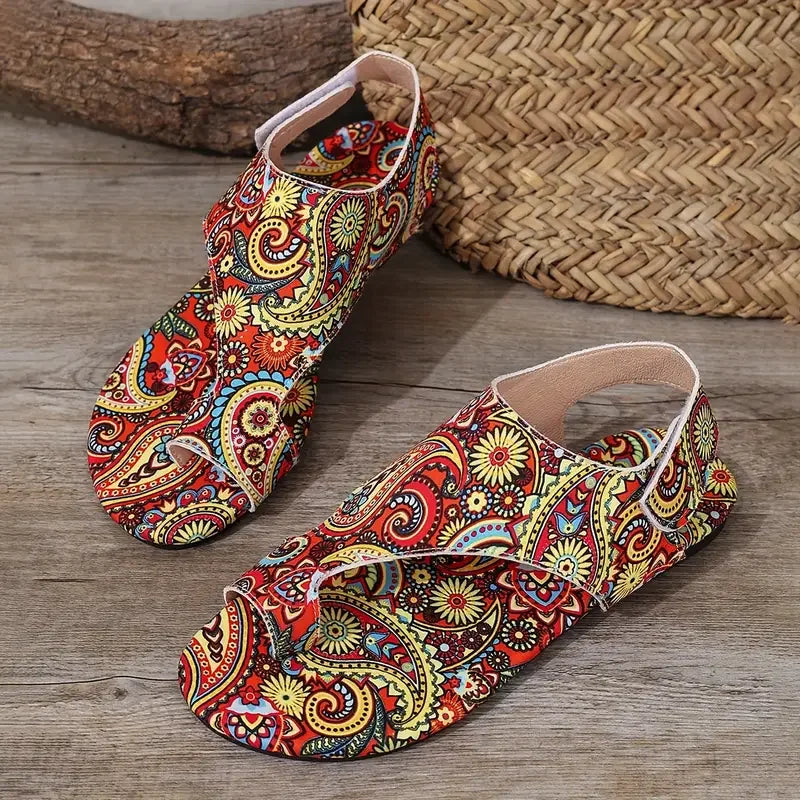 2025 Women Flat Sandals Comfortable Flats Sandals Printed Bohemia Roman Style Shoes for Women Fashion Shoes Sandalias De Mujer LadyShow.Store