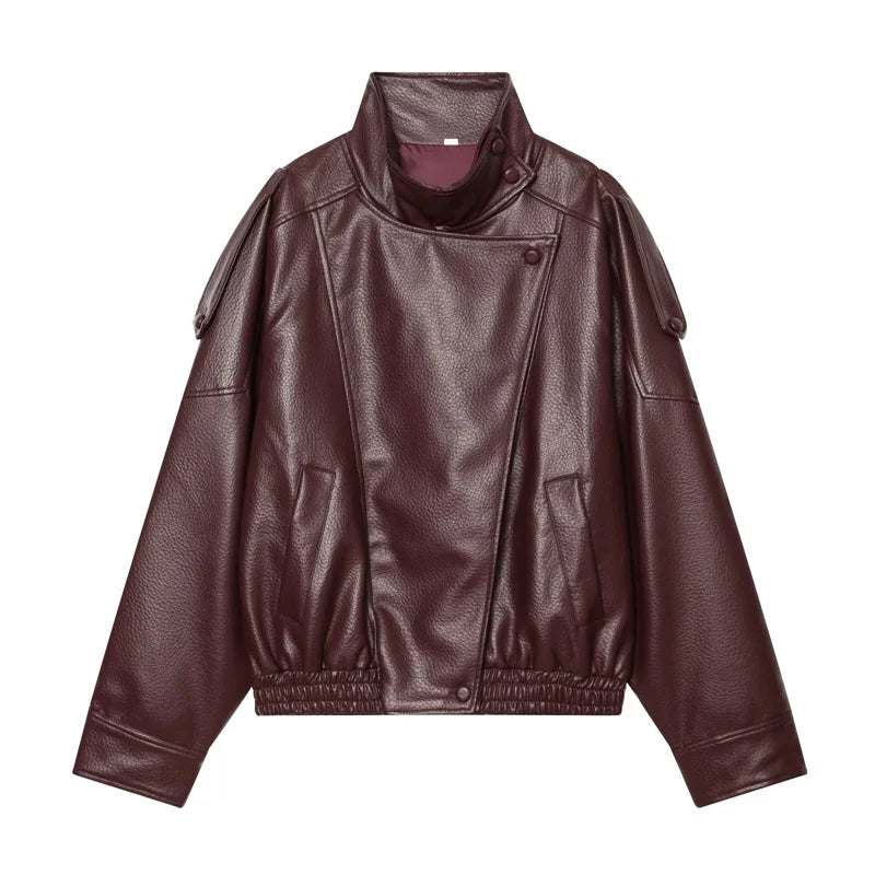 Women's Faux Leather Jacket New Fashion Long Sleeve Versatile Jacket Personality Chic Women Coat Autumn Winter Ladies Outerwear LadyShow.Store