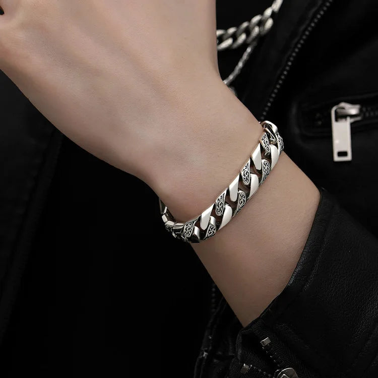 S925 Sterling Silver Timeless Vine Garland Buckle Retro Punk Tank Bracelet Jewelry Creativity Gift Factory Price Pi-Mart