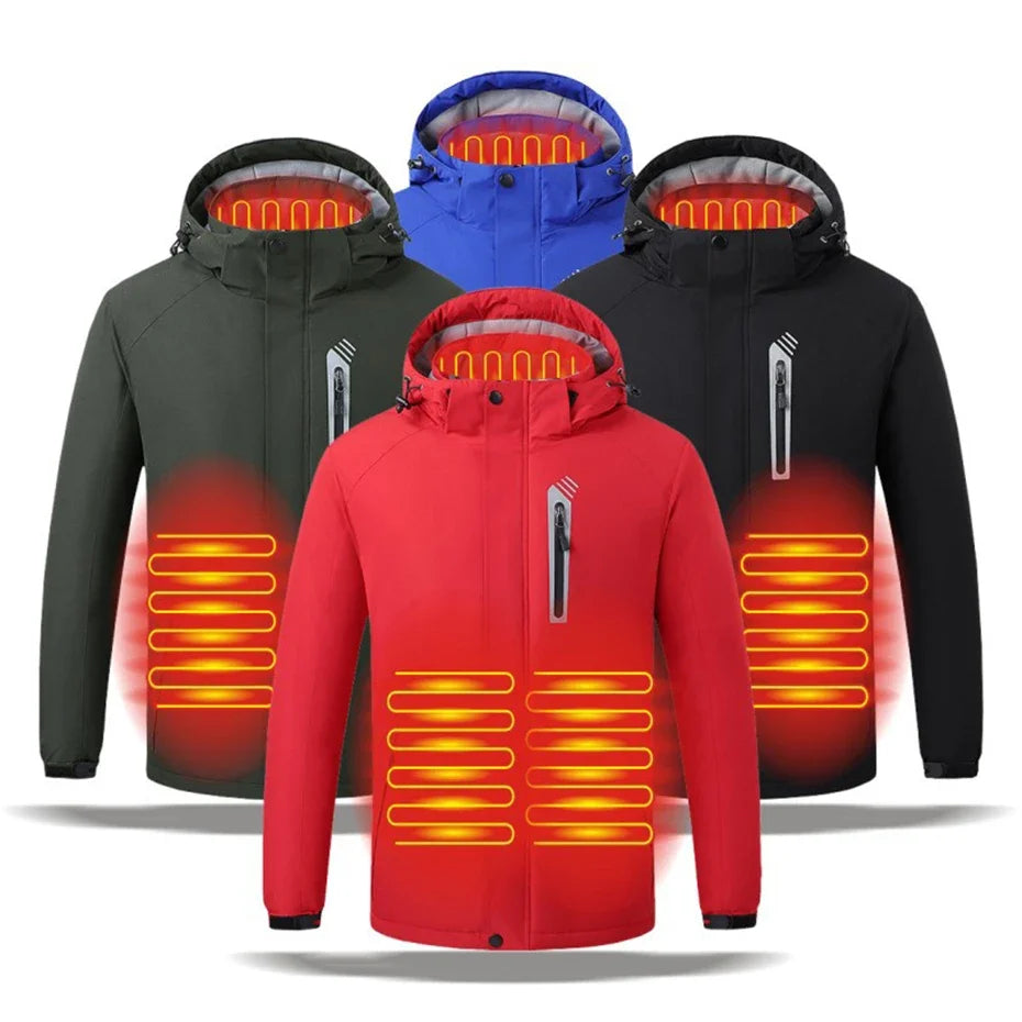 Heating Jackets Men Winter Warm Heated Windbreaker 8 Zones Electric Heated Coat Waterproof Coat Plus Size 5XL Outerwear Male Pi-Mart