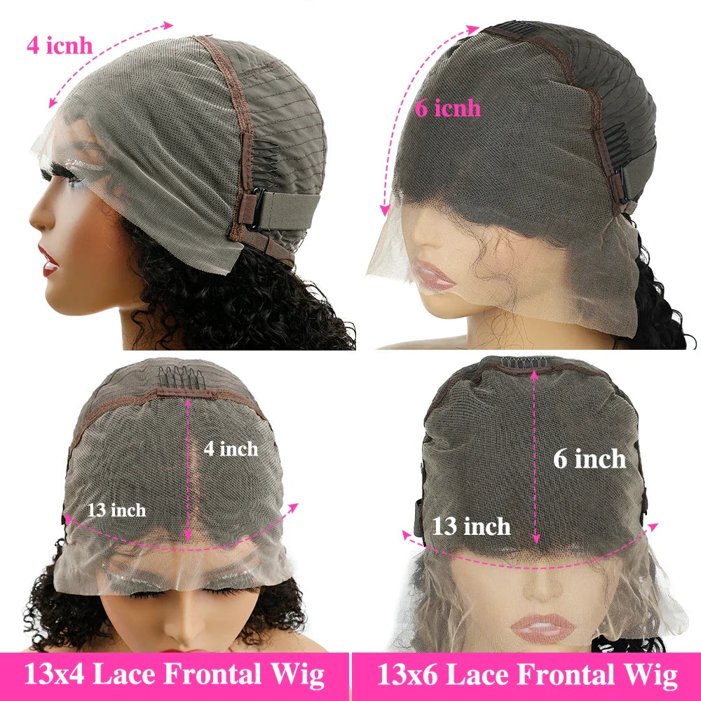 13x6 Lace Frontal Wig 200% Density Burmese Curly Wig Human Hair 13x4 HD Transparent Pre Plucked Burmese Virgin Human Hair Wigs LadyShow.Store