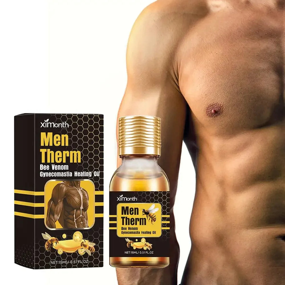 15ml Men's Bee Male Breast Warming Oil Chest Firming Massage Serum Chest Firming Oil Skin Care Pi-Mart