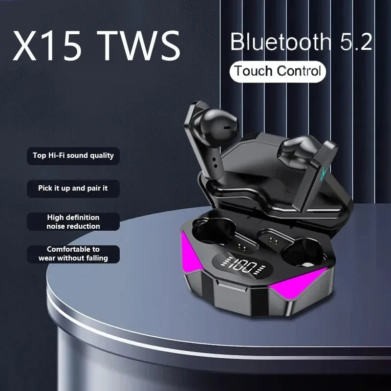 Bluetooth TWS Gaming Earphones Low Latency Wireless In-Ear Headphones With Built-in Mic LED Indicator Lights Pi-Mart