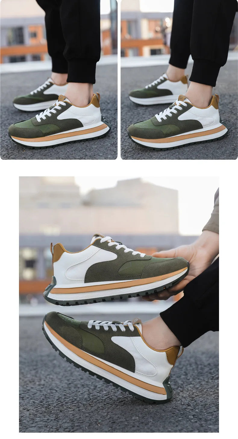 Men Shoes 2025 Spring Autumn New Fashion Comfortable Height Increase Casual Running Shoes Breathable Non Slip Platform Sneakers Pi-Mart