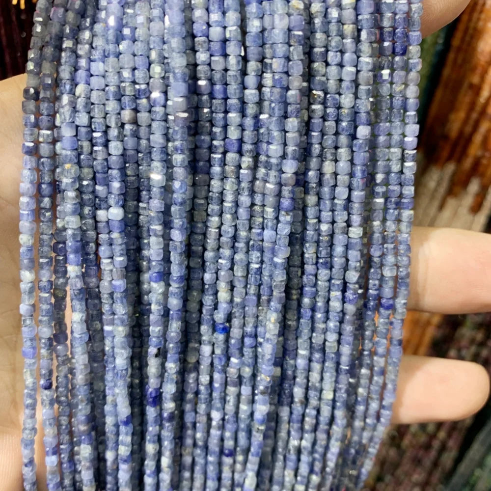 2x2mmNatural Colored Tourmaline Blue Tourmaline Faceted Cube Beads Square Stone Beads for JewelryDIY Making  Gemstone Loose Bea Pi-Mart