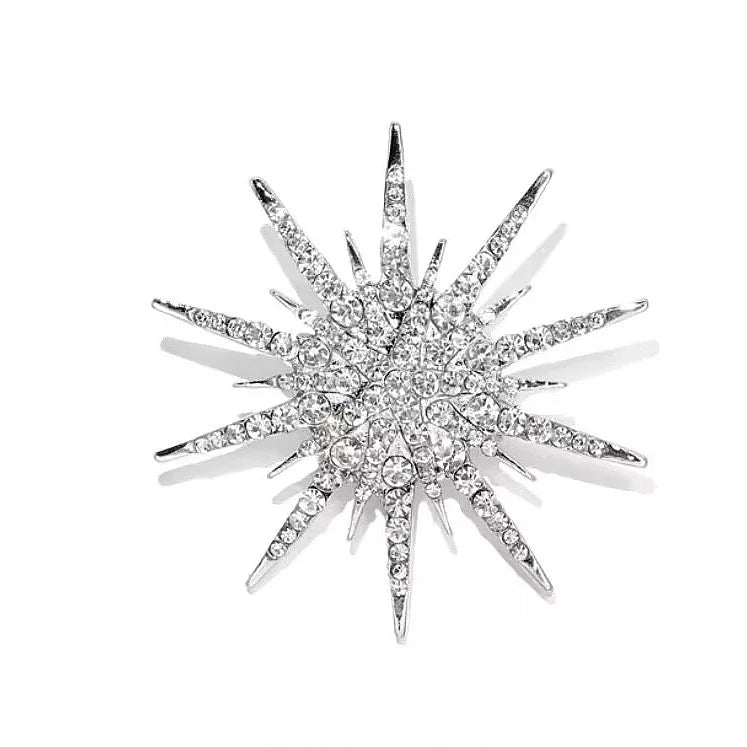 Rhinestone Hexagram Brooches for Women Men Fashion Starburst Metal Lapel Pin Clothes Accessories Office Leisure Jewelry Gift Pi-Mart