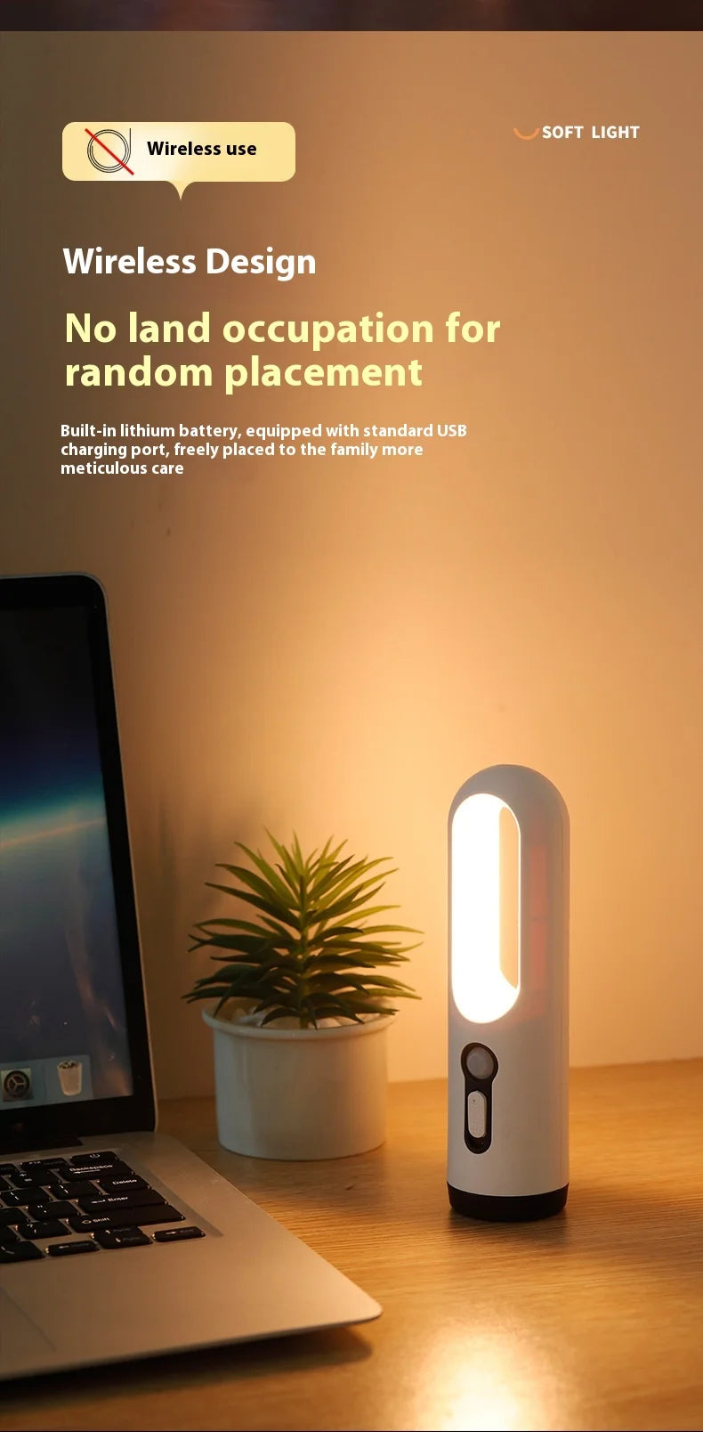 AiQUE LED Motion Sensor Night Light Portable 2 in 1 Flashlight Bedroom Bathroom Reading Camping Lighting Baby Feeding Eye Care Pi-Mart