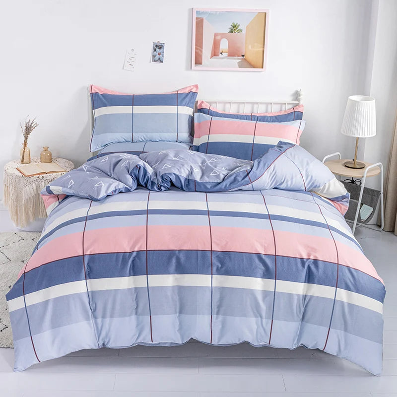 3PC 100% Cotton Duvet Cover Set Printing Bedding Set Cotton Soft Skin Friendly 1 Quilt Cover 2 Pillowcase Pi-Mart
