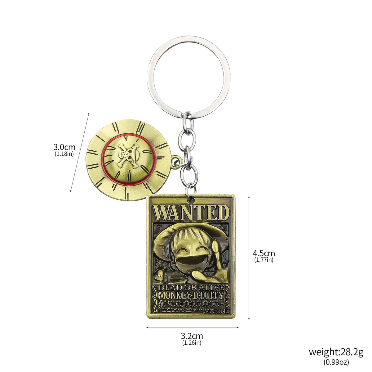 One Piece Luffy Straw Hat Keychain Rotatable Zoro Skull Metal Pendant Role-Playing Decorative Accessories Fan Jewelry Gift Pi-Mart