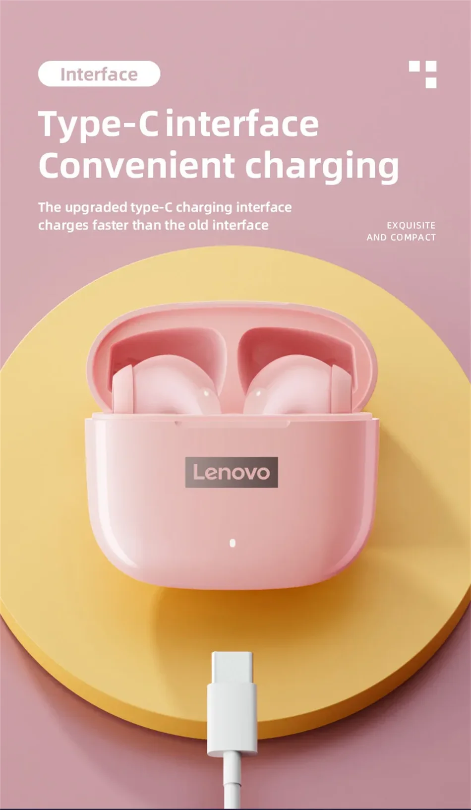 Lenovo LP40 Pro TWS Bluetooth 5.4 Wireless Headphones HiFi Stereo Earphones Gaming Sports Touch Control HD Call With Mic Earbuds Pi-Mart