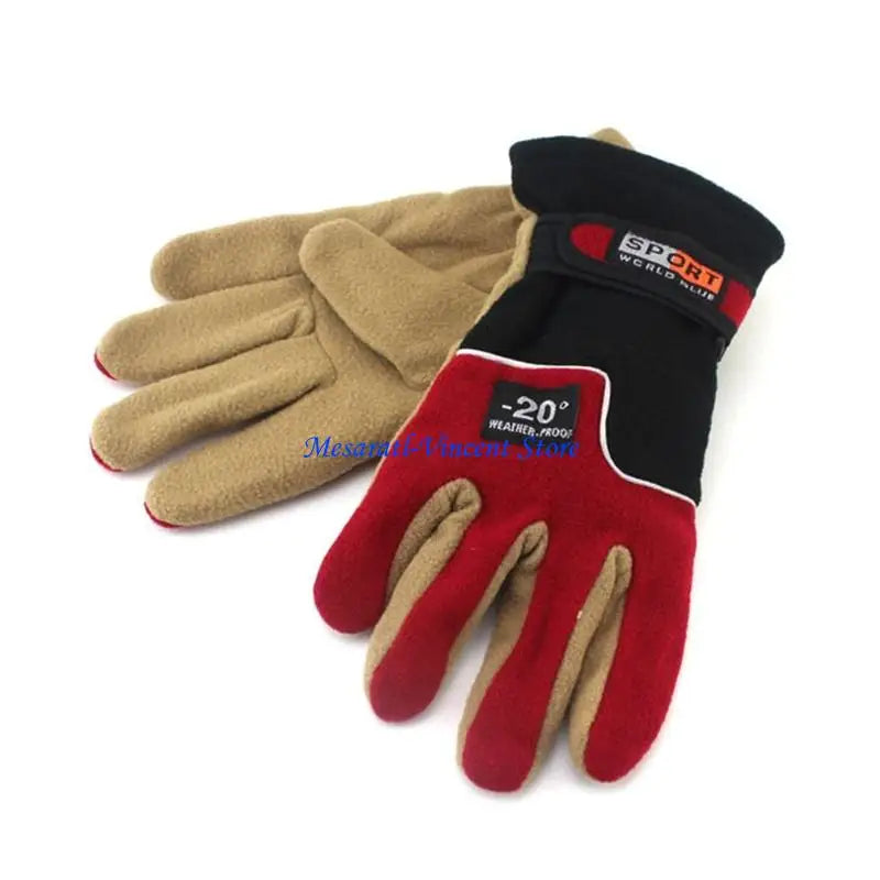 A70F Winter Warm Thermal Motorcycle Gloves Fleece Mittens For Women Men Snow Sports Hiking Back Windproof Lightweight Pi-Mart