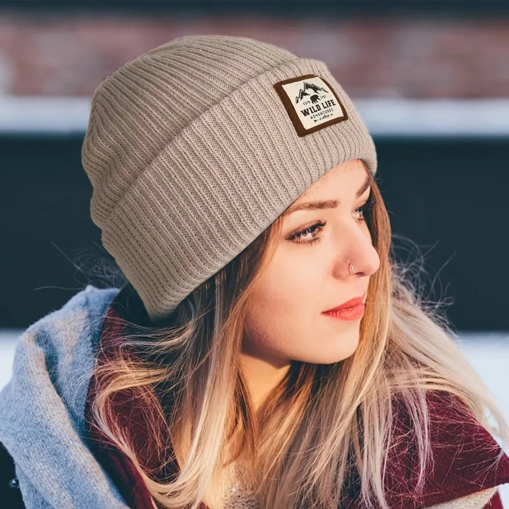 New Warm Outdoor Fleece Sports Hat Windproof Ear Protection Beanie Hats Knitted Thickened Winter Cap Men Women Pi-Mart