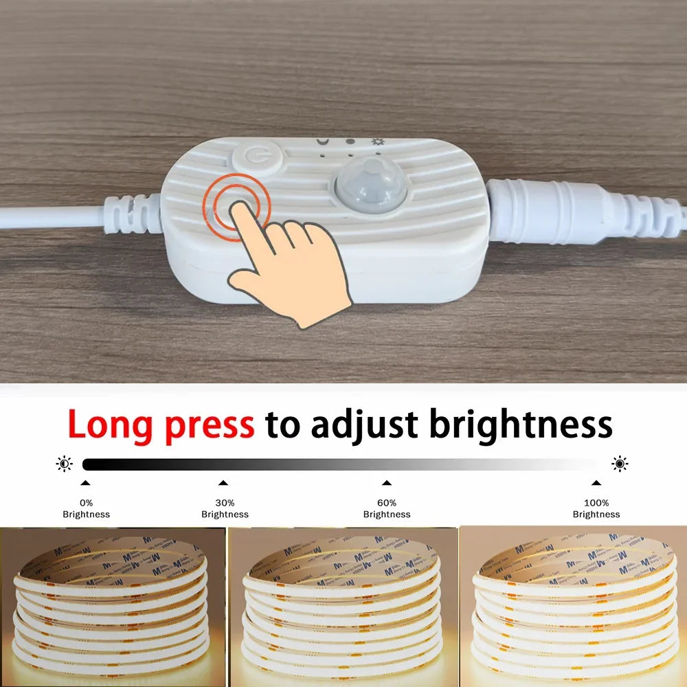 PIR Induction Dimmable 5V USB Adjustable COB Light Strip Motion Sensor Night Light Bathroom, Bedroom, Bed TV Lighting Decoration Pi-Mart
