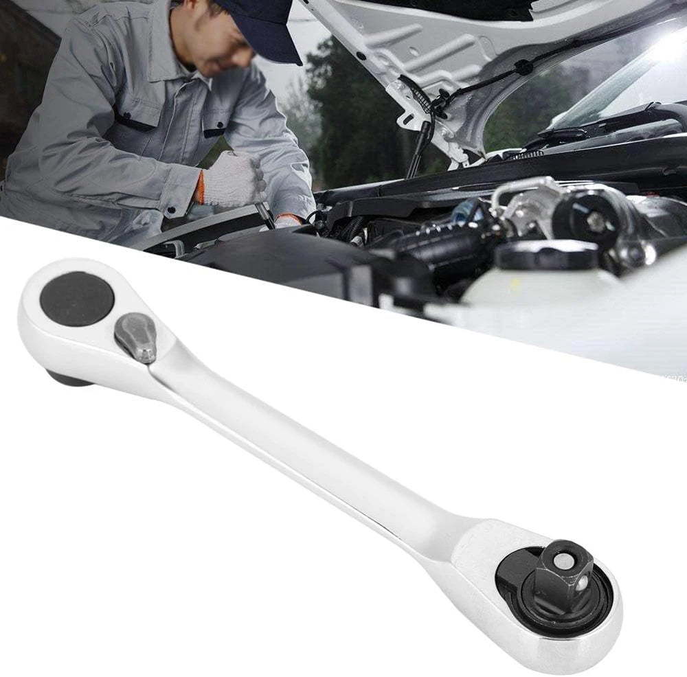 Mini Double Headed Ratchet Wrench 1/4 Inch Drive Socket Screwdriver Bit Driver Quick Release Ratchet Wrench Hand Tools Pi-Mart
