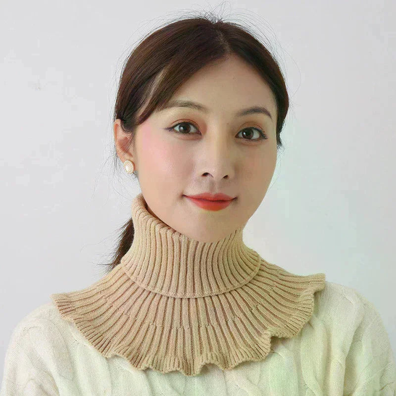 Warm Knitted Fake Collar Women Thicken Turtleneck Ruffles False Collars Detachable Neck Guard Winter Windproof Fake Collar Pi-Mart