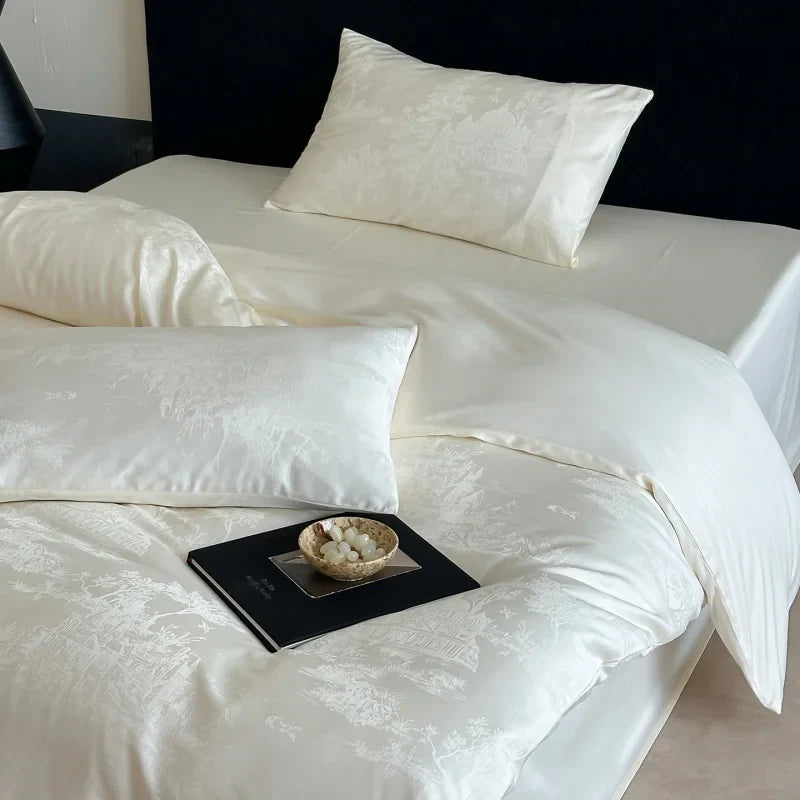 Long Staple Cotton Jacquard Bedding Set Single Double Queen King Size Duvet Cover Bedsheet Pillowcase Luxury Quilt Cover Set LadyShow.Store