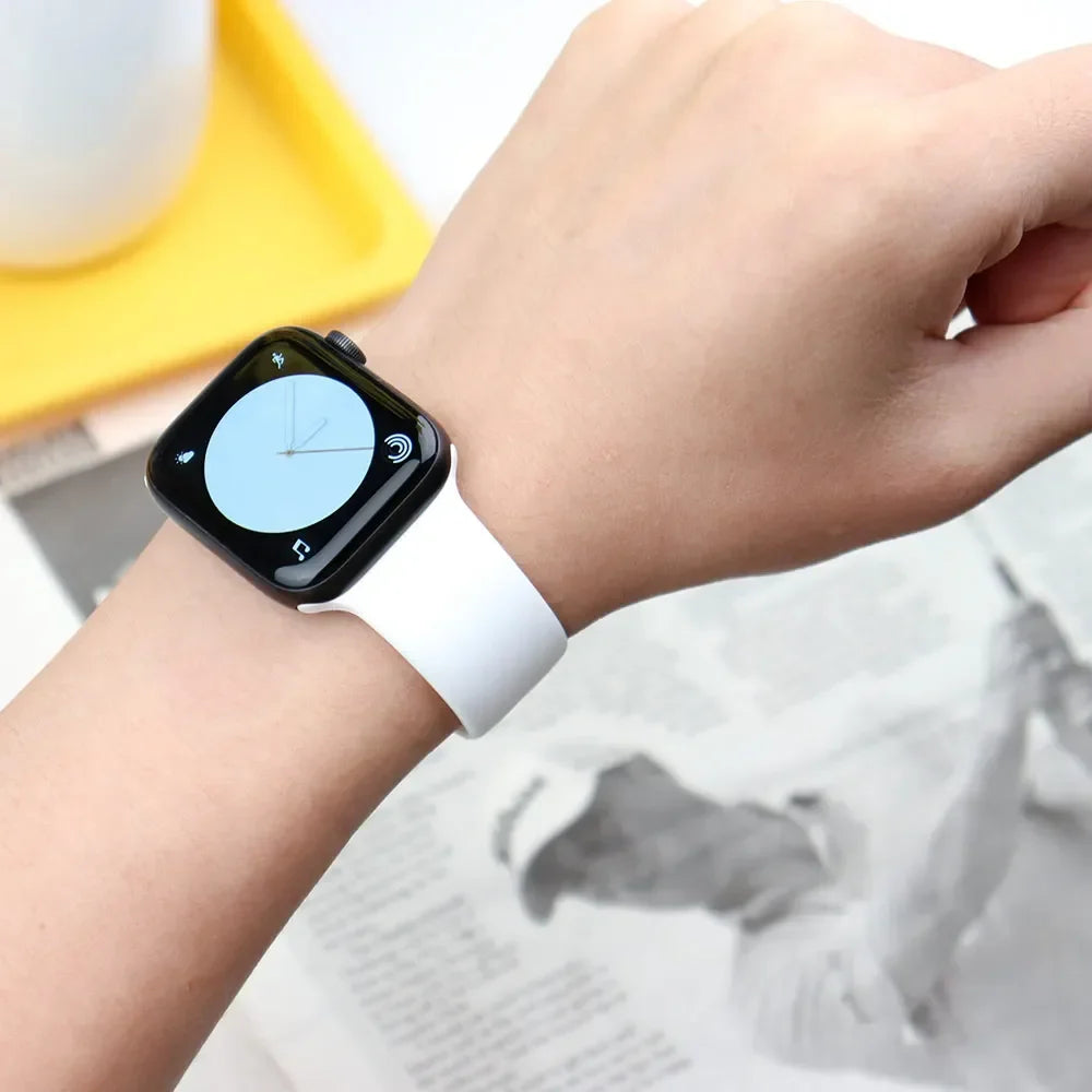 Silicone Band For Apple Watch strap 44mm 45mm 40mm 41mm 42-38mm 45 mm sport bracelet iwatch series 8 7 6 5 4 3 SE 9 Ultra 2 49mm LadyShow.Store