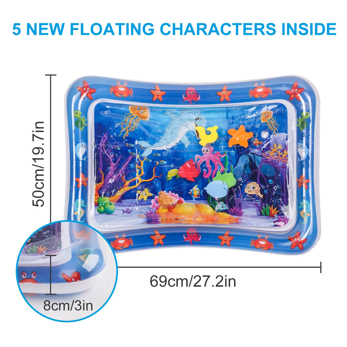 1PC Pet Water Play Mat Interactive Cat Toy Inflatable Sensory Splash Mat for Cats Dogs Indoor Enrichment Exercise Training Toy Pi-Mart