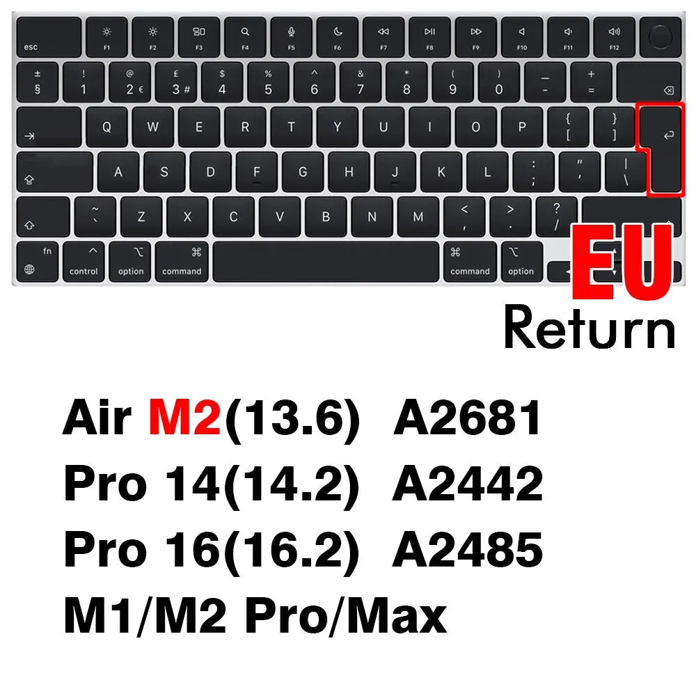 Keyboard Cover For Macbook Air 13 M2 Pro 13 M1 Pro 14 16 Max Silicone Protector Skin Case A2337 A2338 A2442 A2779 A2681 A2485 Pi-Mart