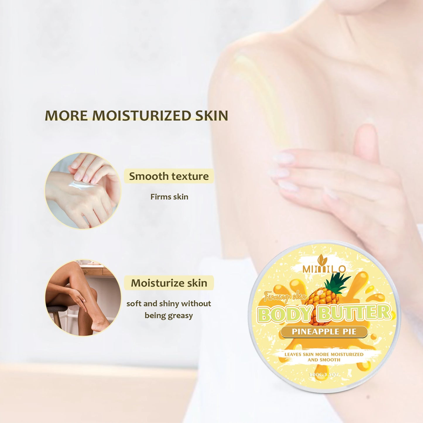 100g Moisturizing Body Glaze Cream 6 Sweet Flavors Body Butter Hydration Soft Smooth Skin Non Sticky Non Tightening Pi-Mart