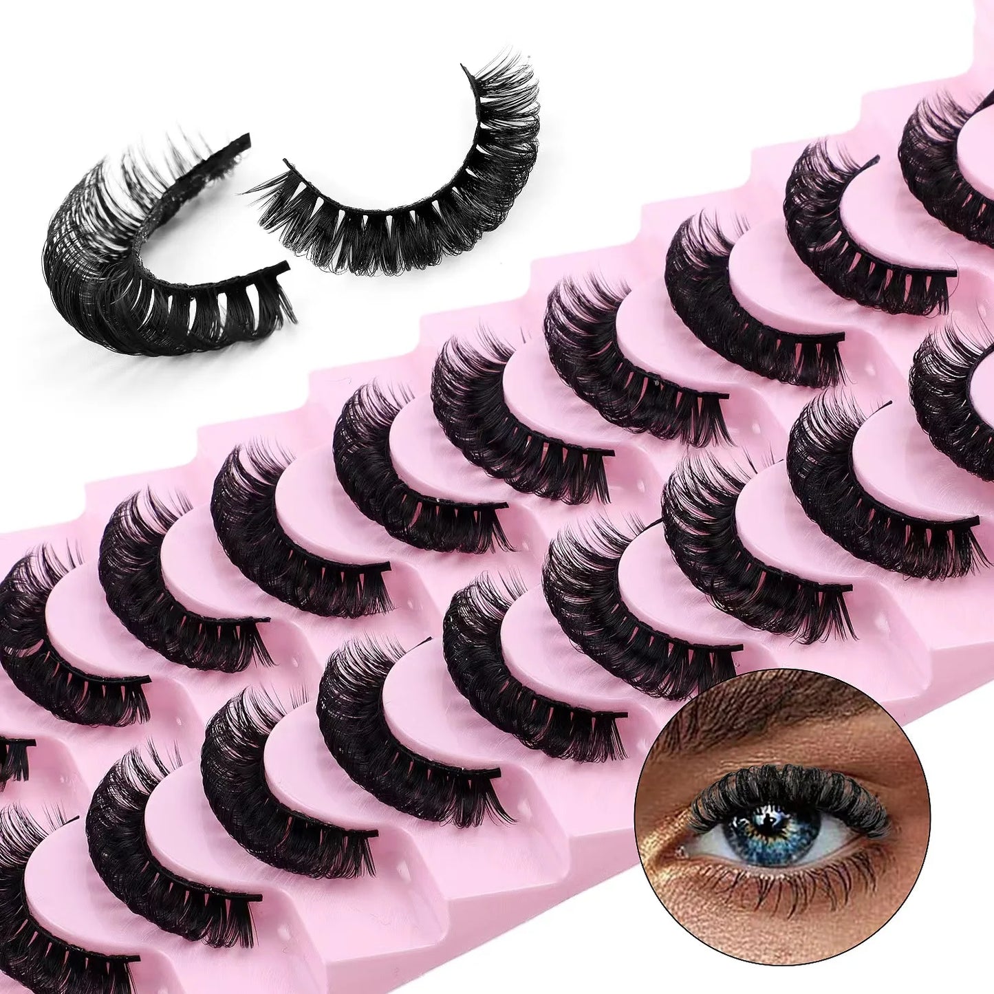 Faux mink eyelashes natural 3d mink lashes makeup volume false eyelashes in bulk cilio H13 E-08 Pi-Mart