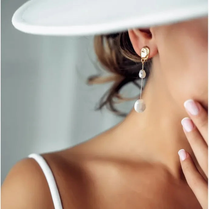 LATS Elegant Asymmetrical Baroque Pearl Stud Earrings for Ladies and Girls Personality Irregular Fashion Jewelry Party Gifts Pi-Mart