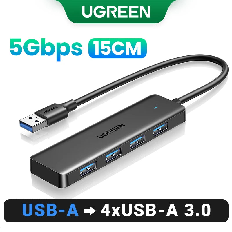 UGREEN USB 3.0 HUB 4 Ports USB-C HUB Slim for Mouse Keyboard Compatible with MacBook Pro Air Laptop Desktop PC Xbox PS5 Splitter Pi-Mart