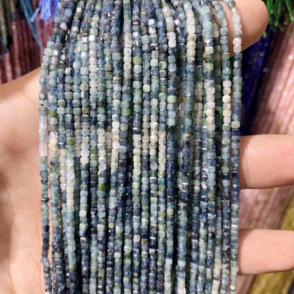 2x2mmNatural Colored Tourmaline Blue Tourmaline Faceted Cube Beads Square Stone Beads for JewelryDIY Making  Gemstone Loose Bea Pi-Mart