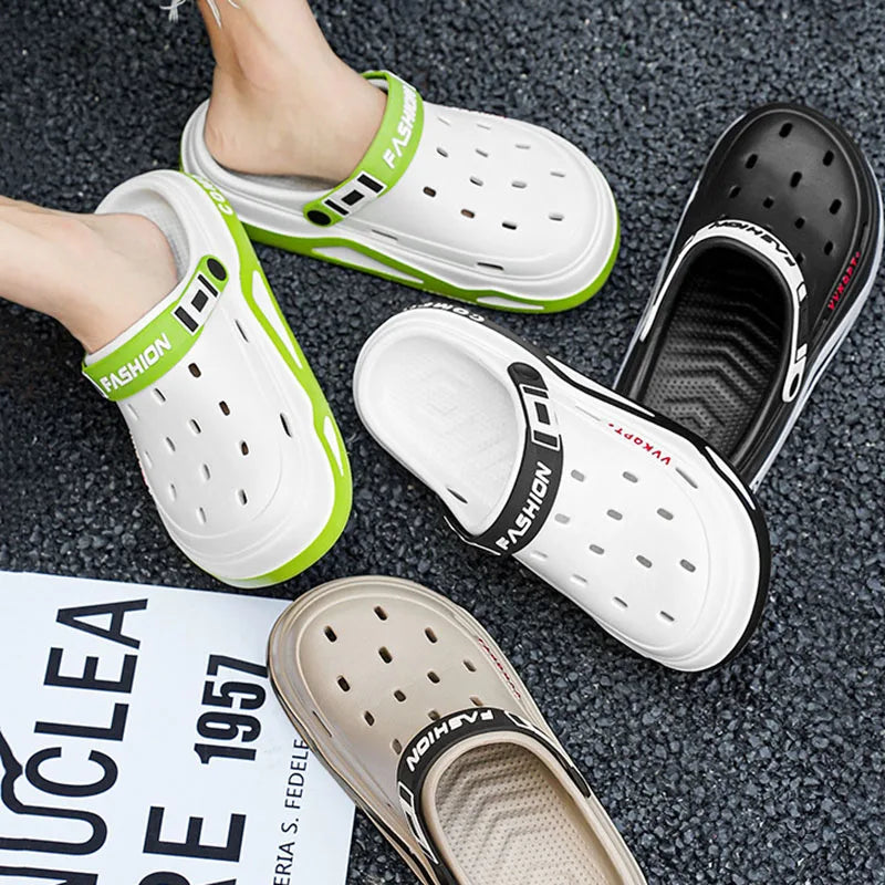 New fashion sandals Men's EVA casual comfortable hole garden shoes outdoor men's beach sandals indoor home unisex slippers Pi-Mart
