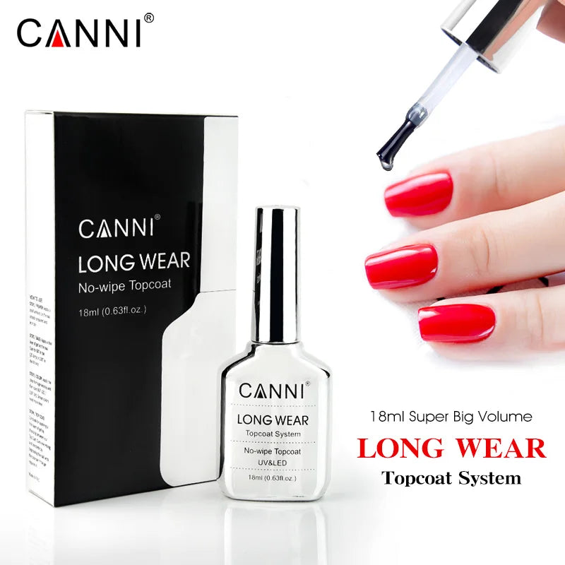 Canni TPO FREE HEMA FREE 18ml Long Wear Diamond Nowipe Top Coat Peeloff Base Coat Soak Off UV LED Gel Polish Nail Manicure Tri Light Beauty