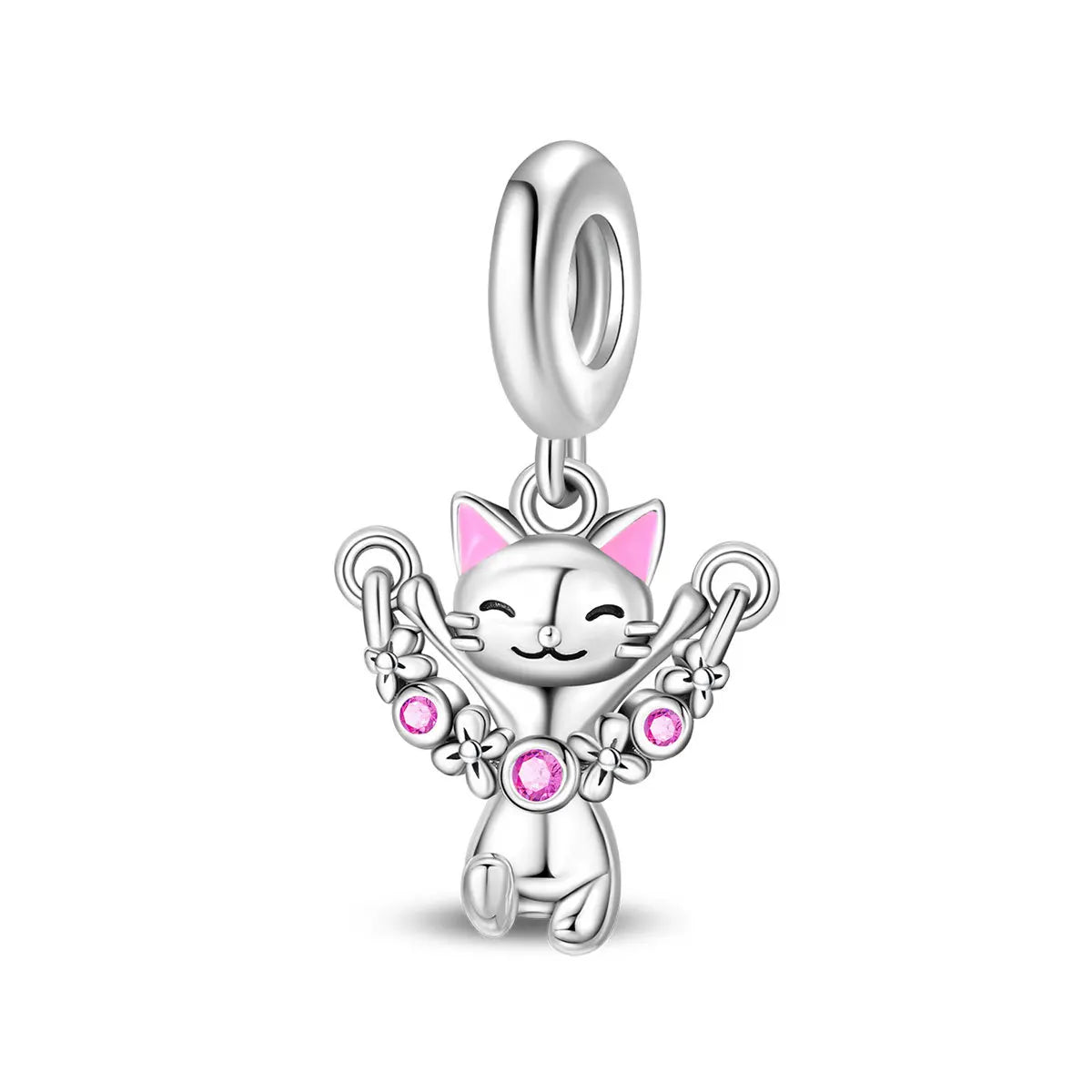 Attractive pendant featuring an animal - a baby elephant, a cat, a swan. Beaded DIY jewelry for a bracelet accessory. Pi-Mart