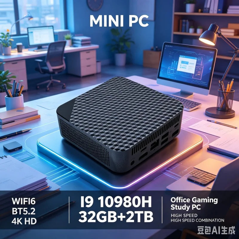Compact Mini Gaming PC Intel i9 10980HK 16GB 32GB RAM 1TB 2TB SSD 4K HD Home Office Desktop Device Pi-Mart