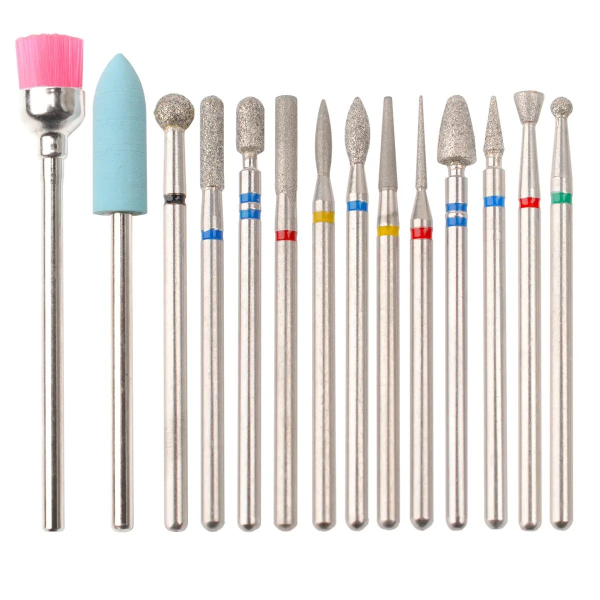 14pcs/set Nail Drill Machine Bit Nail Gel Removal Polishing Tools Pedicure Manicure Rotary Grinding  Buffer Polisher Tri Light Beauty