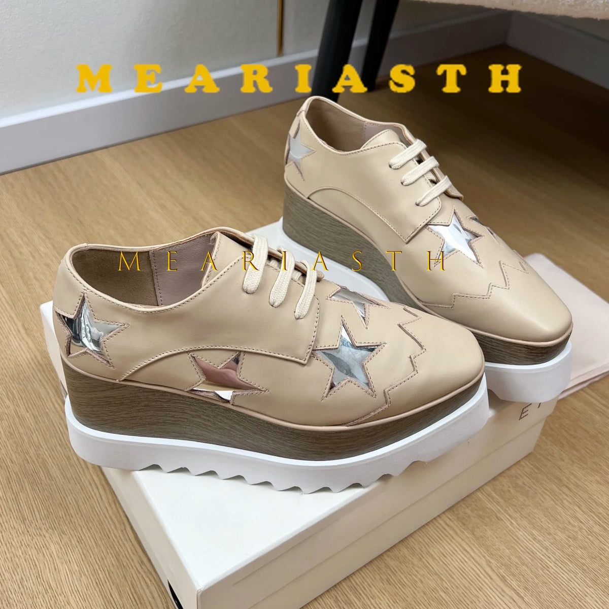 Women Walking Sneakers Autumn Lace-up High Platform Chunky Shoes Breathable Leather Shoes 8.5CM Winter Wedge Heels Casual Shoes Pi-Mart