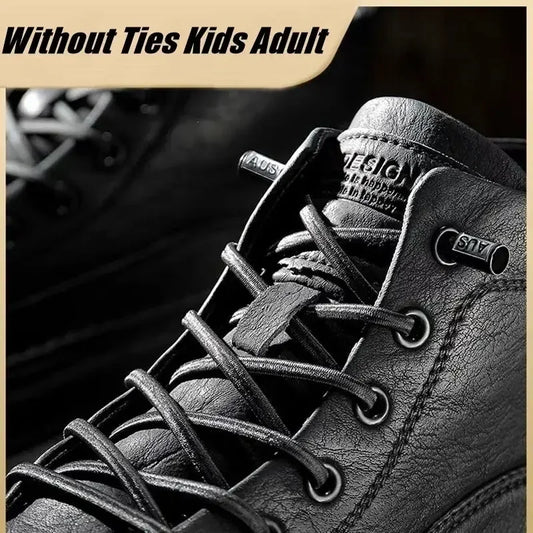 Fashion No Tie Shoelaces Elastic Laces Sneakers Flat Shoe Laces Without Ties Kids Adult Quick Shoelace One Size Fits All Shoes Pi-Mart