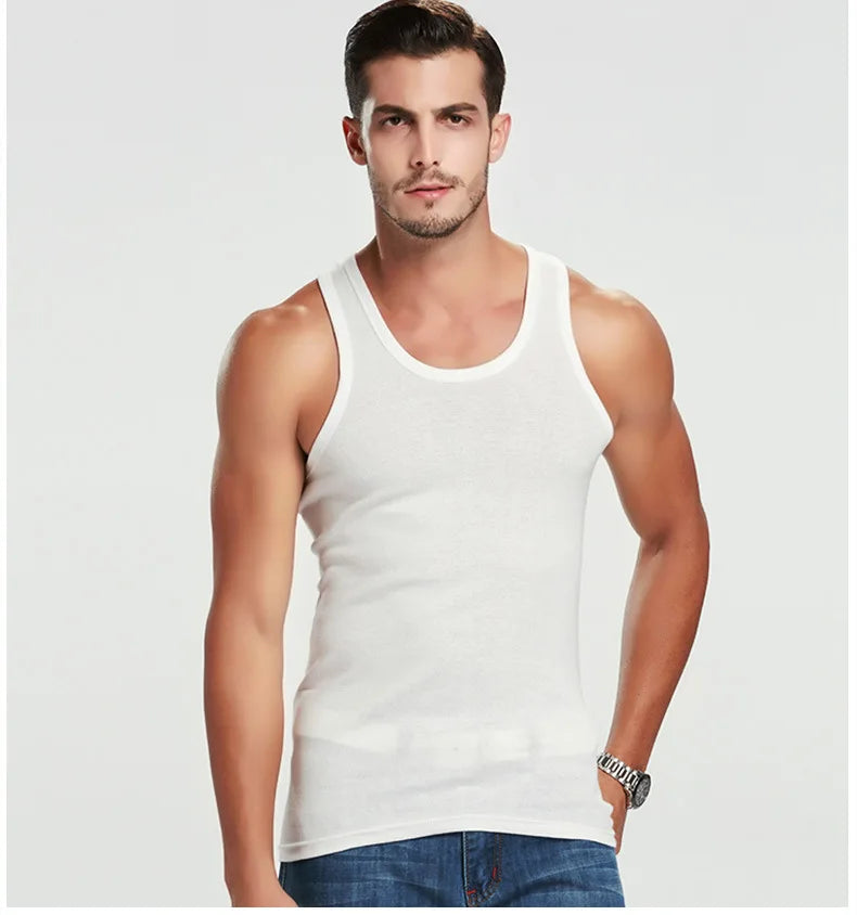 2026 New Men's Summer Lightweight Cotton Tight Vest Sports Casual Family Pajamas Outdoor Tight Top Breathable Quick Drying Vest Pi-Mart