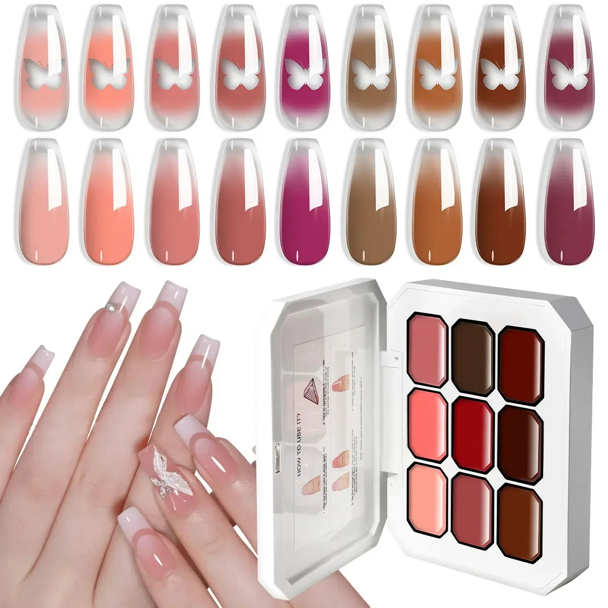 LIMEGIRL 7in1 Nail Gradient Painting Gel Long-lasting Nail Gel Polish Hybrid Color Nail Art Design High Texture Gradient Gel Tri Light Beauty