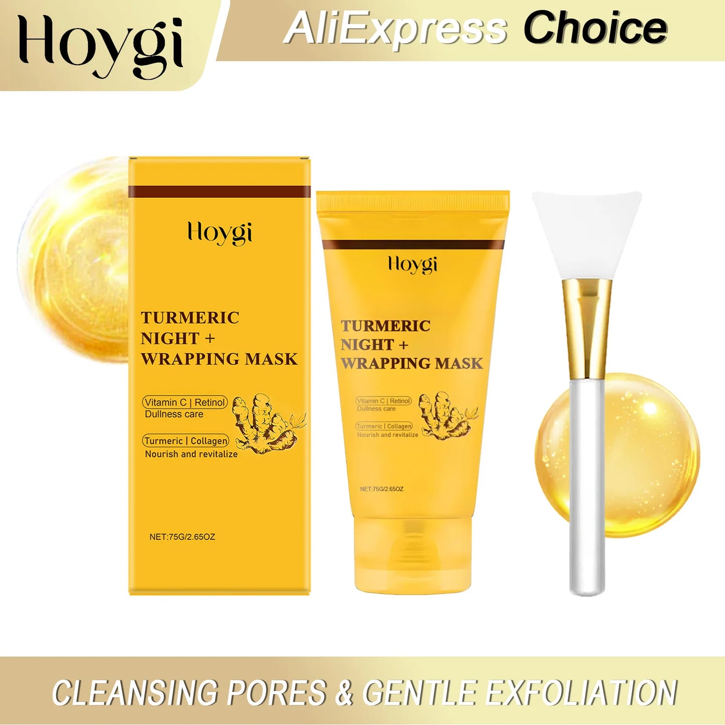 HOYGI Turmeric Collagen Mask Cleansing Pore Improves Spots Gentle Exfoliation Brightening Dullness Smoothing Peel-off Mask 75g Pi-Mart