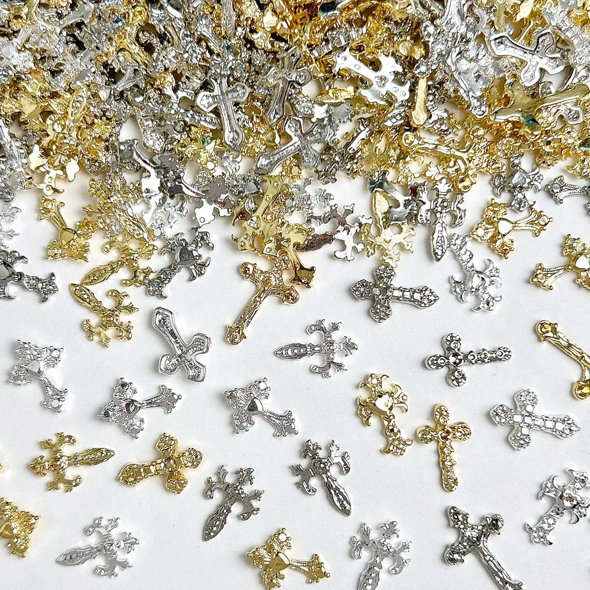 20PCS 3D Light Luxury Classic Cross Nail Charms Creative Exquisite Retro Alloy Cross Nail Art Decorations for DIY Cool Manicure Pi-Mart